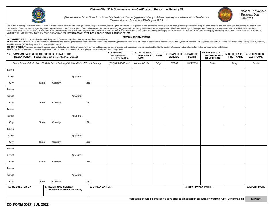 DD Form 3027 Fill Out Sign Online And Download Fillable PDF dd-form-3027-fill-out-sign-online-and-download-fillable-pdf