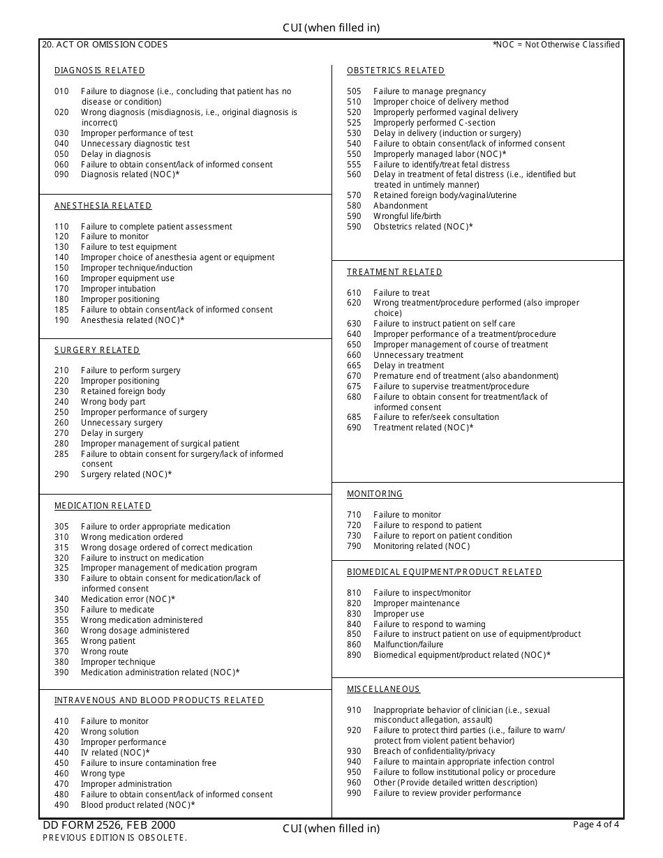 DD Form 2526 Case Abstract for Malpractice Claims, Page 4