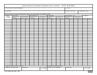DD Form 2756 Weight-Based Assessment of Military Postal Service - Outgoing