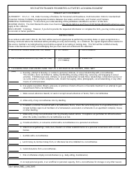 Document preview: DD Form 2982 Recruiter/Trainer Prohibited Activities Acknowledgment