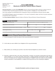 Document preview: Form DRS-EWVR Electronic Filing and Payment Waiver Request - Connecticut