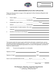 Document preview: Minor Subdivision/Replat/Lot Split Application - City of Miamisburg, Ohio