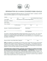 Designation as a Hawaii Covered Farm Vehicle - Hawaii