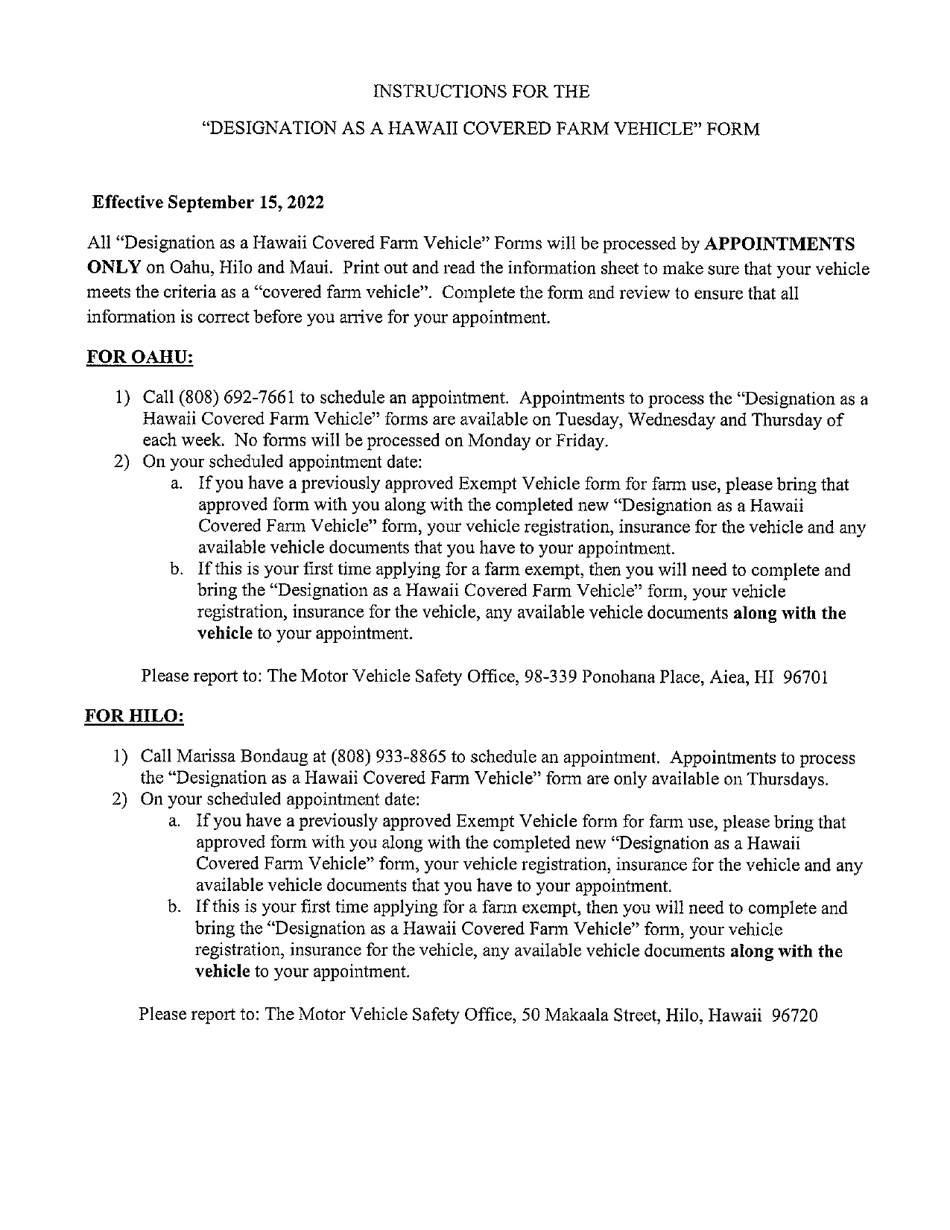 Designation as a Hawaii Covered Farm Vehicle - Hawaii, Page 3