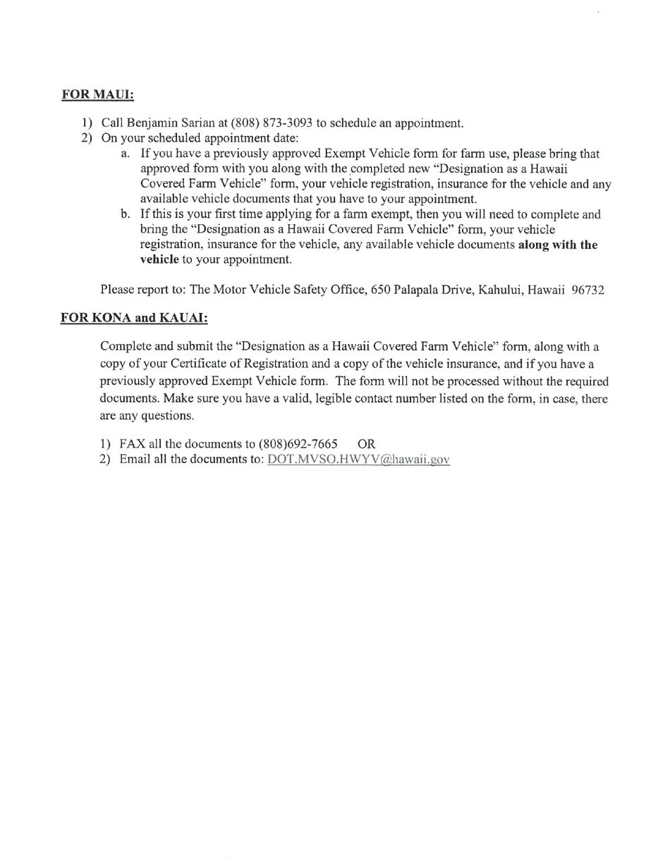 Designation as a Hawaii Covered Farm Vehicle - Hawaii, Page 4