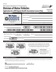 Form DMV-54-DS Application for a Wv Deputy Sheriff&#039;s Association License Plate - West Virginia