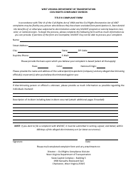 Document preview: Title VI Complaint Form - West Virginia