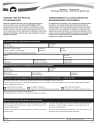 Form NWT9312 Consent for the Release of Information - Northwest Territories, Canada (English/French)