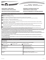 Form NWT9316 Northwest Territories Apprenticeship Application - New Application or Reinstatement - Northwest Territories, Canada (English/French)