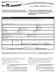 Document preview: Form NWT9317 Reimbursement Form - Trade and Occupations Wage Subsidy Program (Towsp) - Northwest Territories, Canada (English/French)