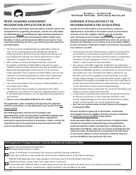 Document preview: Form NWT9313 Prior Learning Assessment Recognition Application (Plar) - Northwest Territories, Canada (English/French)