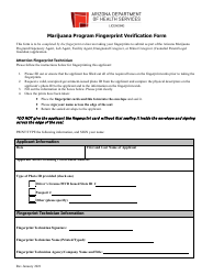 Marijuana Program Fingerprint Verification Form - Arizona