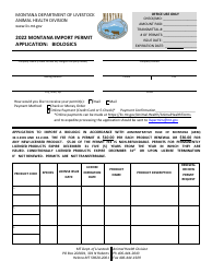 Montana Import Permit Application: Biologics - Montana