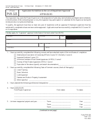 VT Form PVR-325 Application for Addition to the List of Department-Approved Appraisers - Vermont