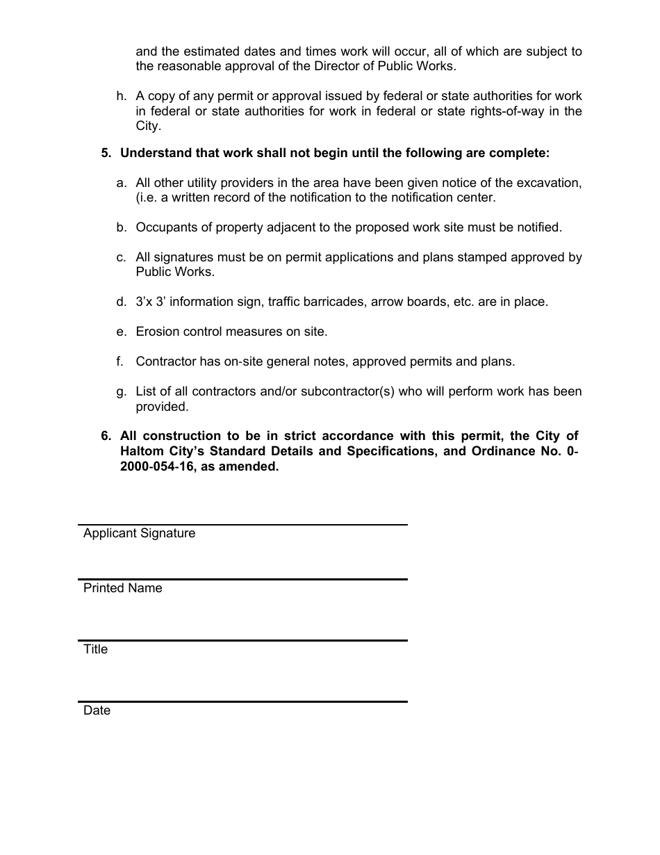 Utility Construction Permit - Haltom City, Texas, Page 3