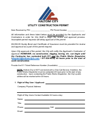 Document preview: Utility Construction Permit - Haltom City, Texas