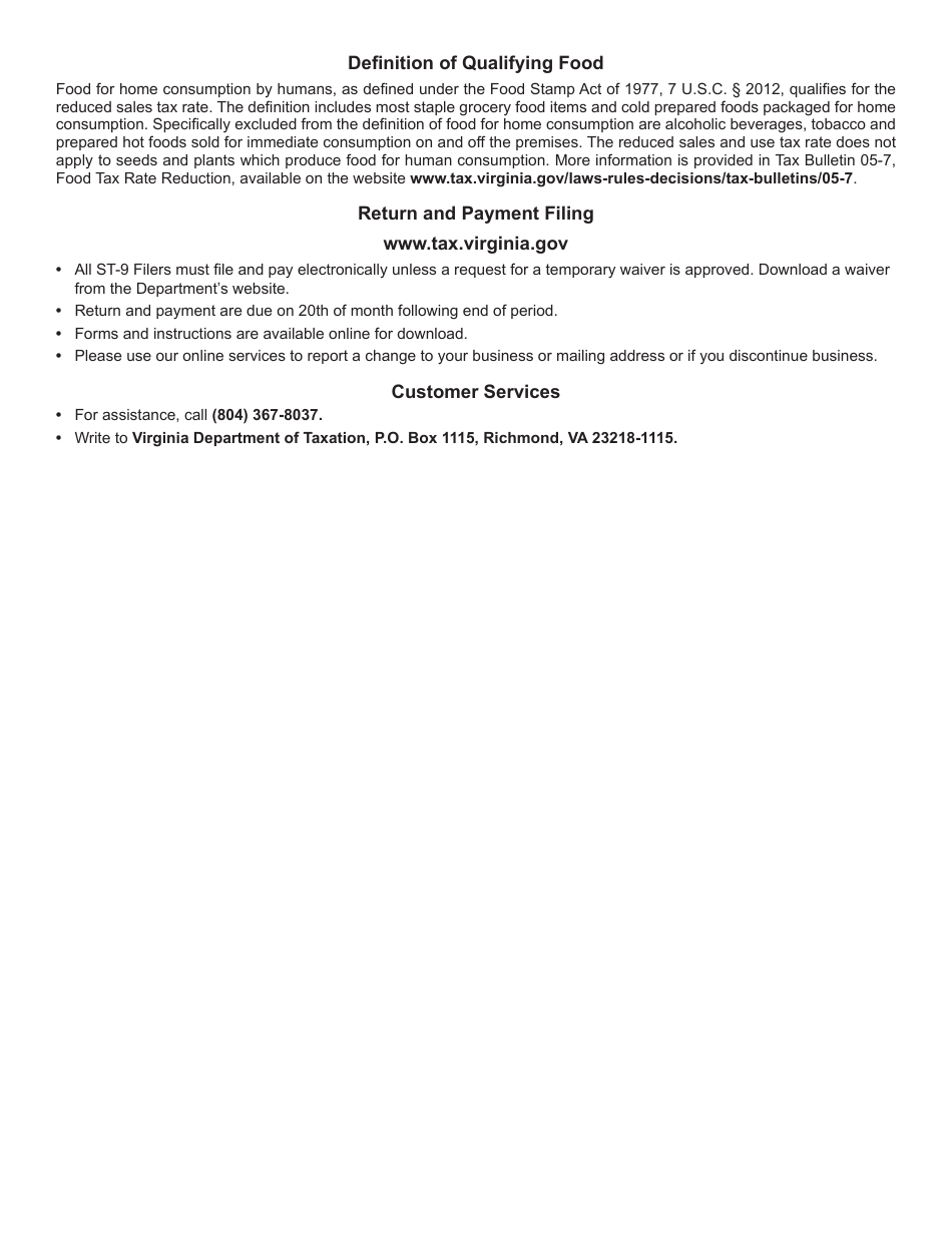 Form ST-9 Virginia Retail Sales and Use Tax Return - Virginia, Page 4