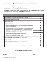 Document preview: Form WCT-2A Virginia Watercraft Sales and Use Tax Worksheet - Virginia