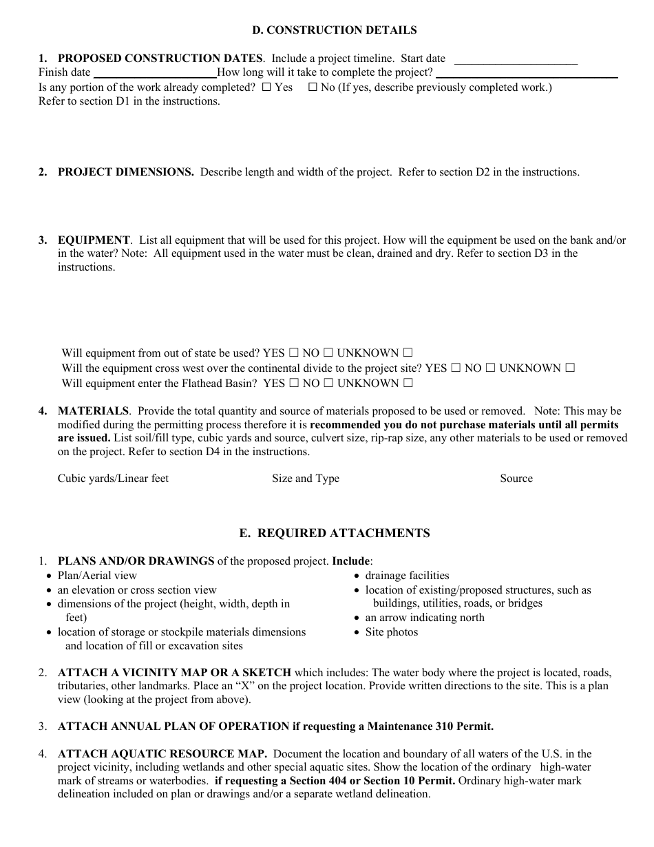 Joint Application for Proposed Work in Montanas Streams, Wetlands, Floodplains  Other Water Bodies - Montana, Page 4