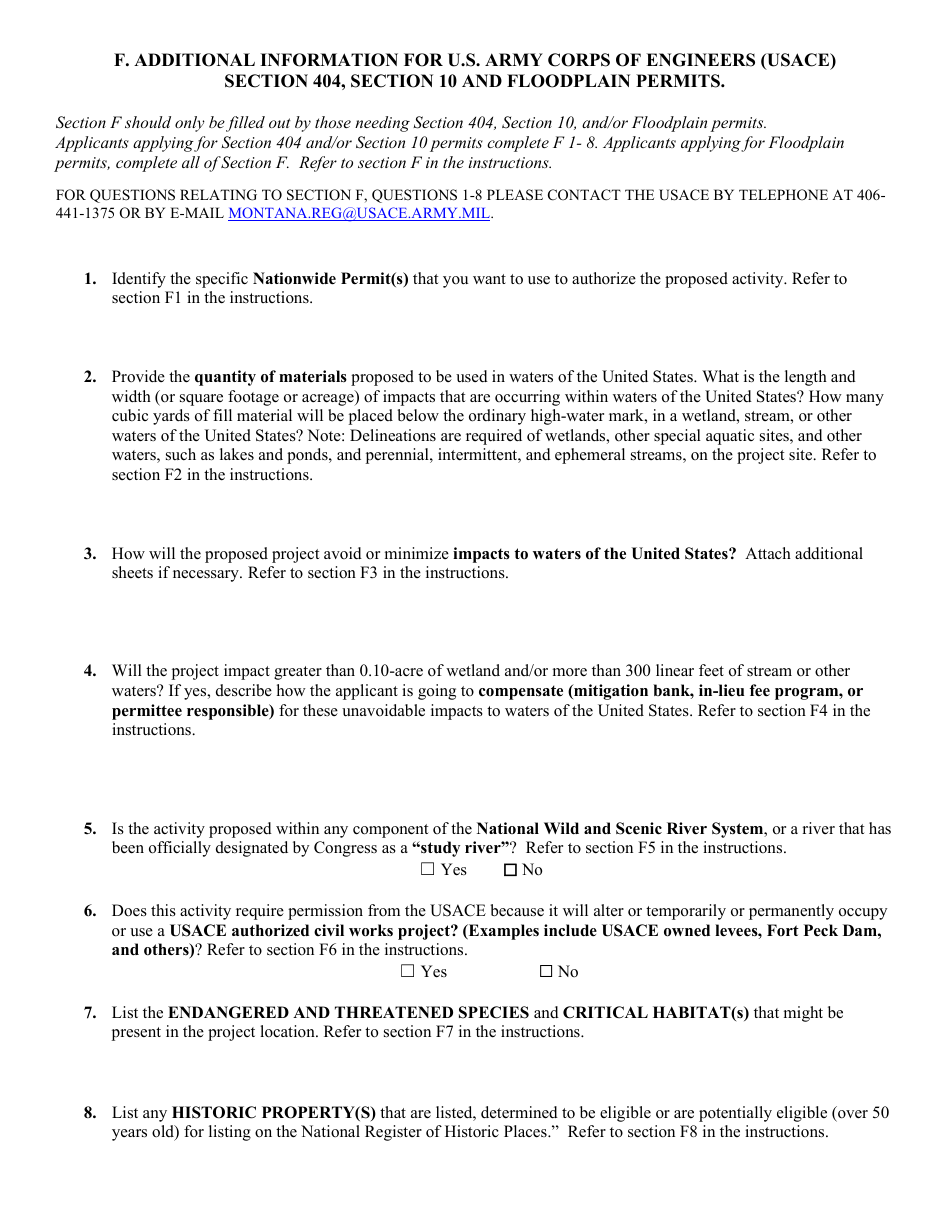 Joint Application for Proposed Work in Montanas Streams, Wetlands, Floodplains  Other Water Bodies - Montana, Page 5