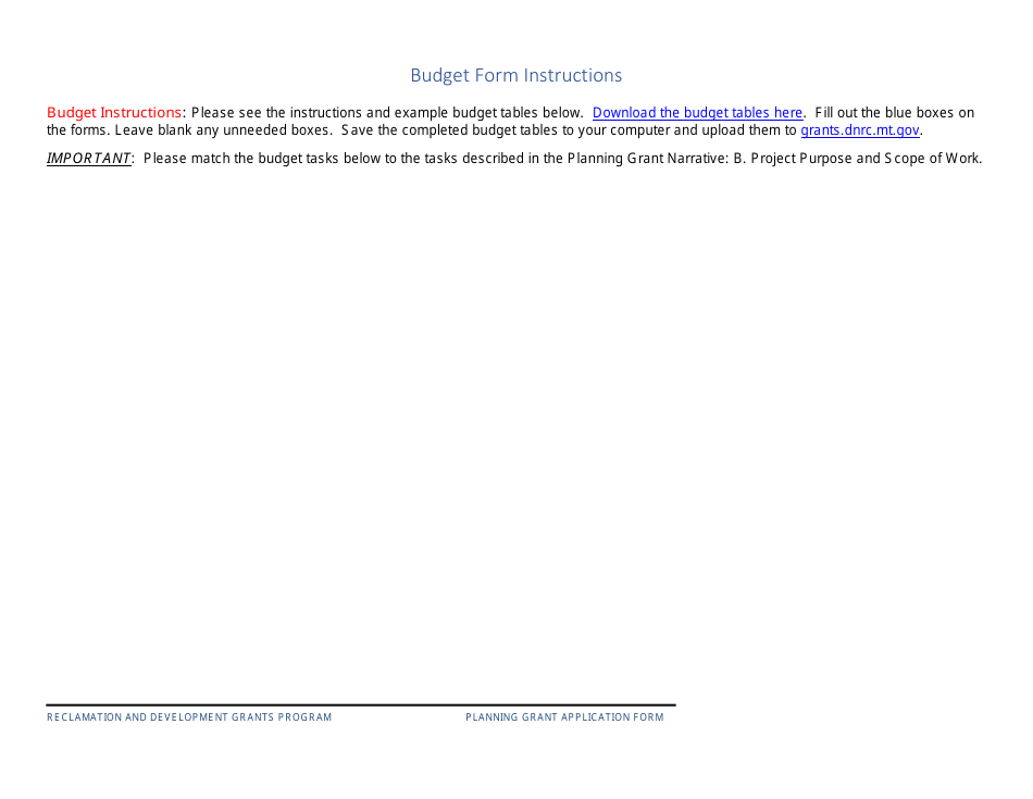 Application Overview and Instructions - Reclamation and Development Planning Grant - Montana, Page 9