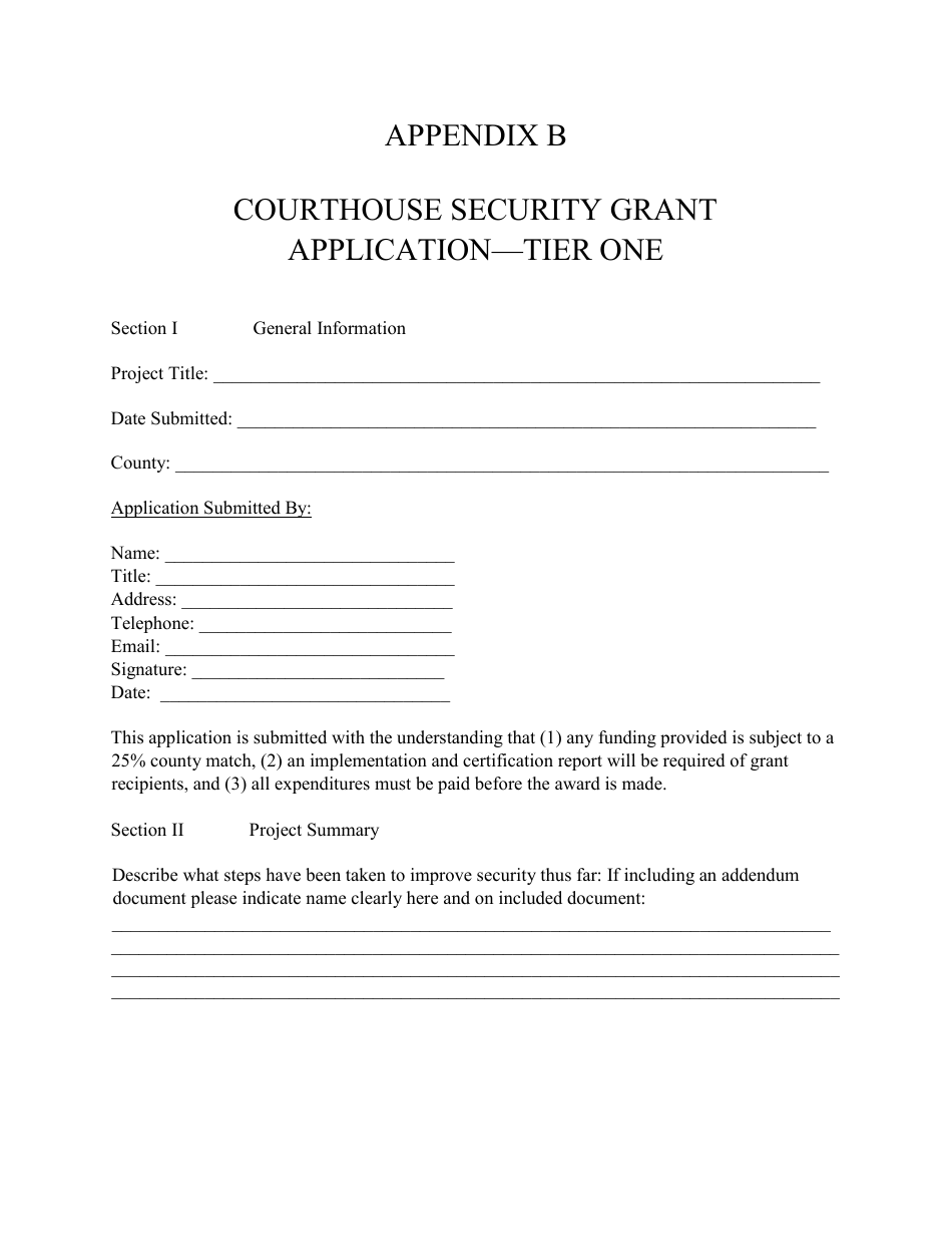 Appendix B Courthouse Security Grant Application - Tier One - South Dakota, Page 1