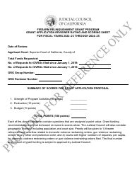 Document preview: Grant Application Reviewer Rating and Scoring Sheet - Firearm Relinquishment Grant Program - California, 2025