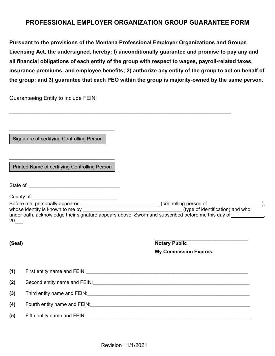 Initial Professional Employer Organization Application for Licensure - Montana, Page 15