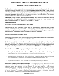 Initial Professional Employer Organization Application for Licensure - Montana, Page 3