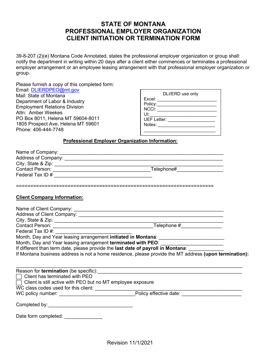 Initial Professional Employer Organization Application for Licensure - Montana, Page 5