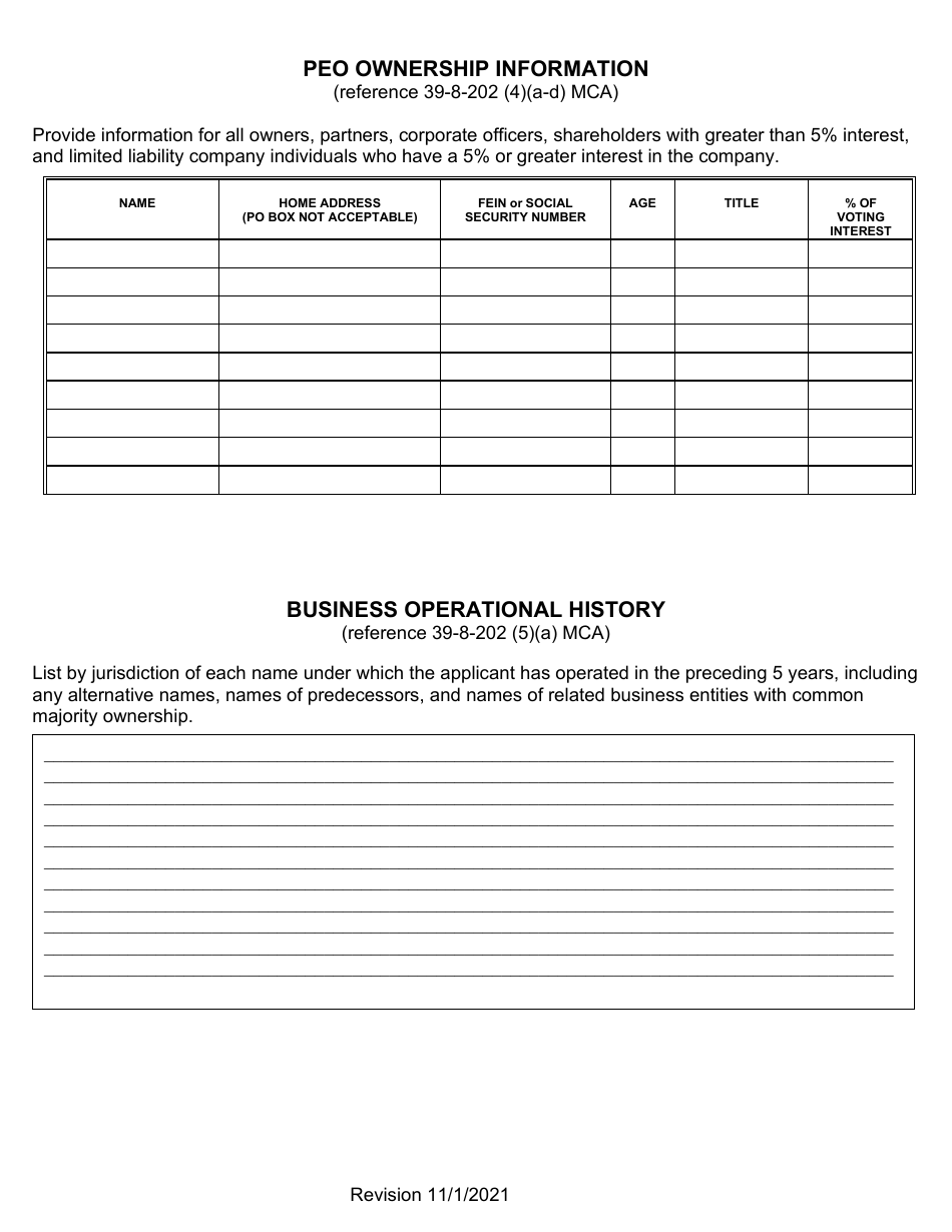 Renewal Professional Employer Organization Application for Licensure - Montana, Page 13