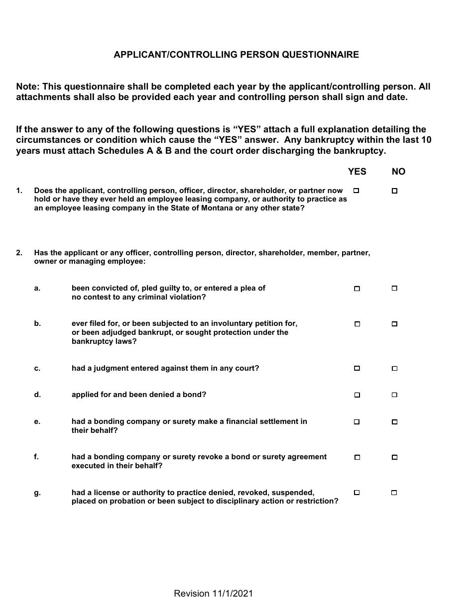 Renewal Professional Employer Organization Application for Licensure - Montana, Page 9