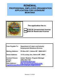 Document preview: Renewal Professional Employer Organization Application for Licensure - Montana