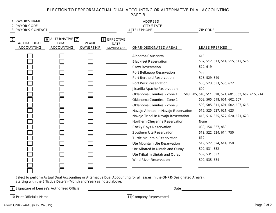 Form ONRR-4410 Accounting for Comparison (Dual Accounting), Page 2
