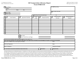 Document preview: Form ONRR-4110 Oil Transportation Allowance Report