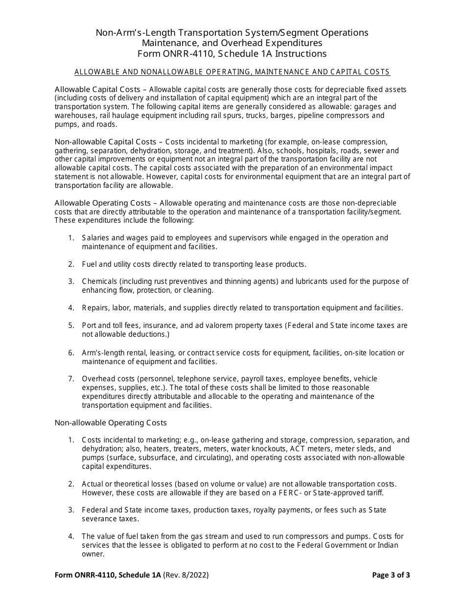 Form ONRR-4110 Oil Transportation Allowance Report, Page 10