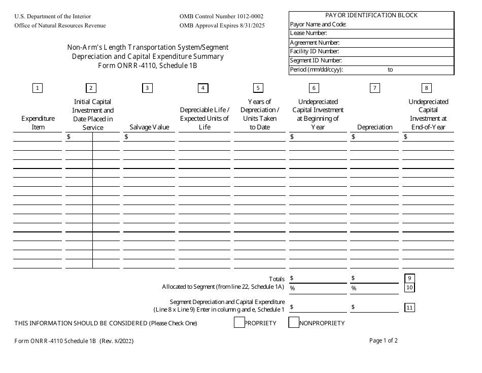 Form ONRR-4110 Oil Transportation Allowance Report, Page 13