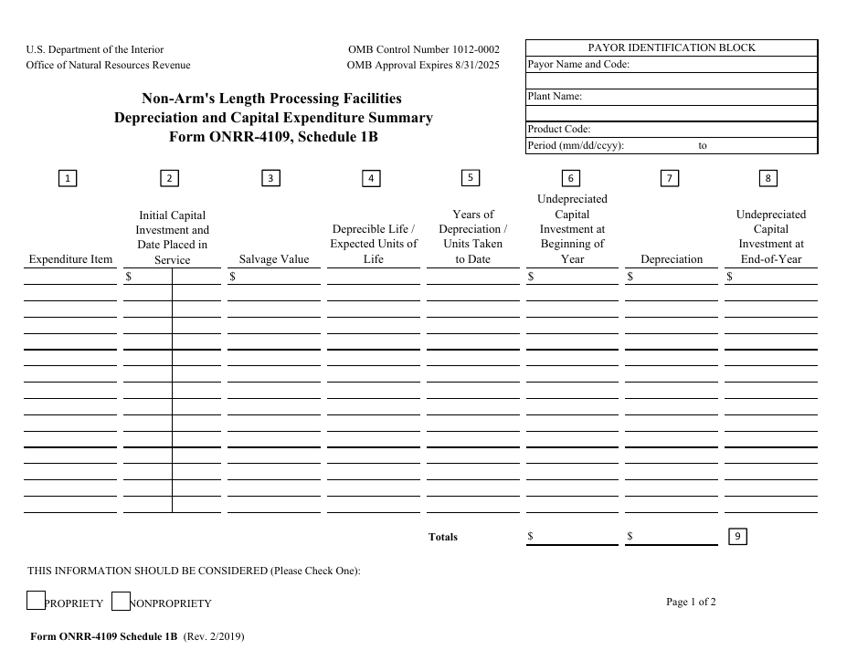 Form ONRR-4109 Gas Processing Allowance Report, Page 12
