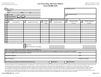 Form ONRR-4109 Gas Processing Allowance Report