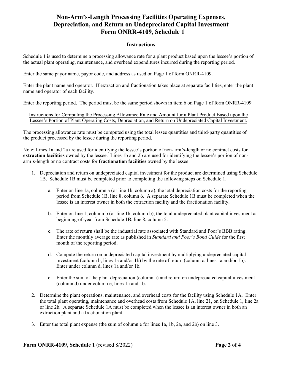 Form ONRR-4109 Gas Processing Allowance Report, Page 5