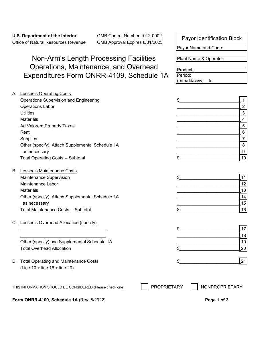 Form ONRR-4109 Gas Processing Allowance Report, Page 8
