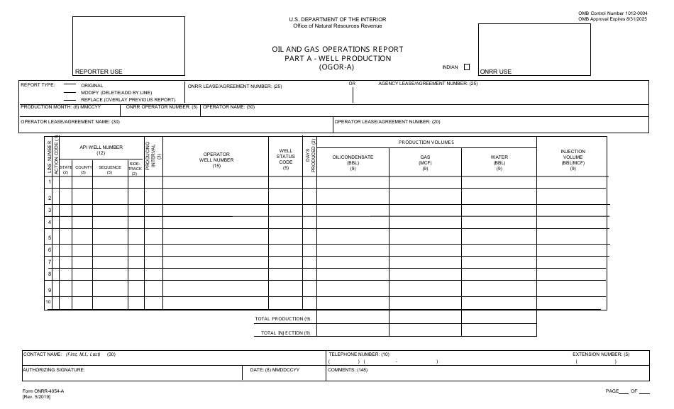 Form ONRR-4054 Part A - Fill Out, Sign Online and Download Printable ...