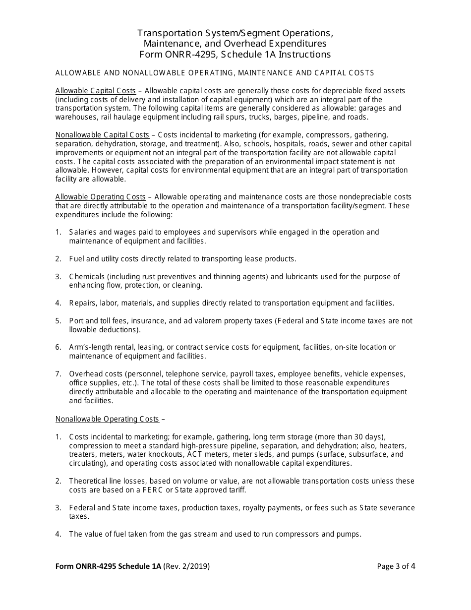 Form ONRR-4295 Gas Transportation Allowance Report, Page 10