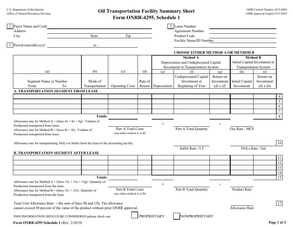 Form ONRR-4295 Gas Transportation Allowance Report, Page 5