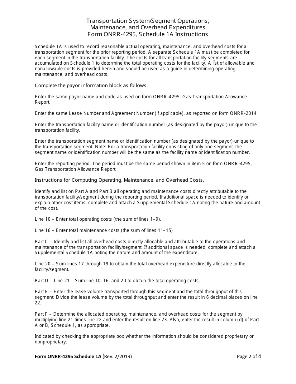 Form ONRR-4295 Gas Transportation Allowance Report, Page 9