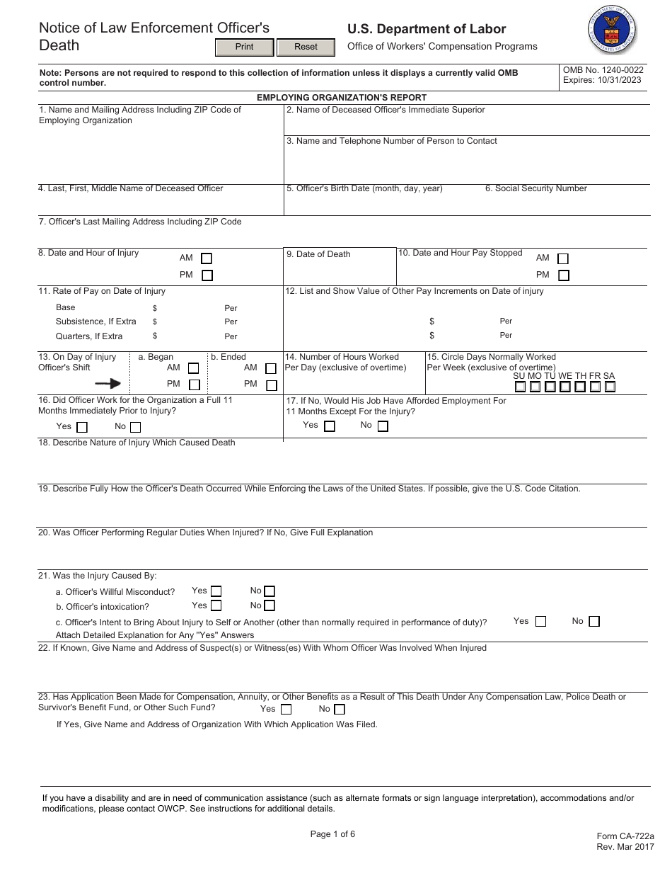 Form Ca-722 - Fill Out, Sign Online And Download Fillable Pdf 