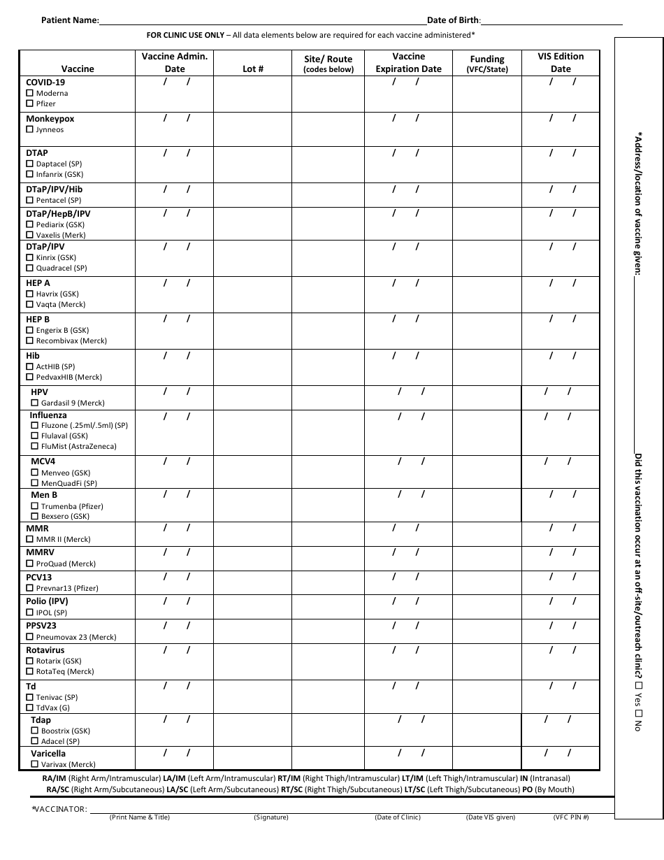 New Mexico Vfc Vaccine Administration Form - New Mexico, Page 2