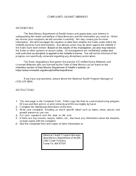 Document preview: Complaint Against a Midwife - New Mexico