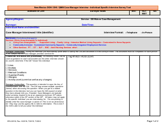 Document preview: New Mexico Doh/Dhi/Qmb Case Manager Interview - Individual Specific Interview Survey Tool - New Mexico
