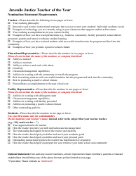 Juvenile Justice Teacher of the Year Nomination Form - Florida, Page 2
